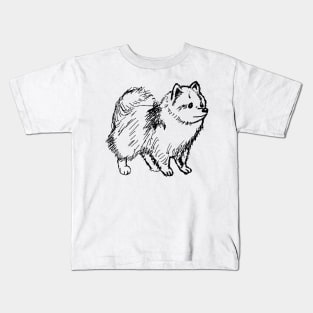 Hand Drawn Pomeranian Sketch Kids T-Shirt